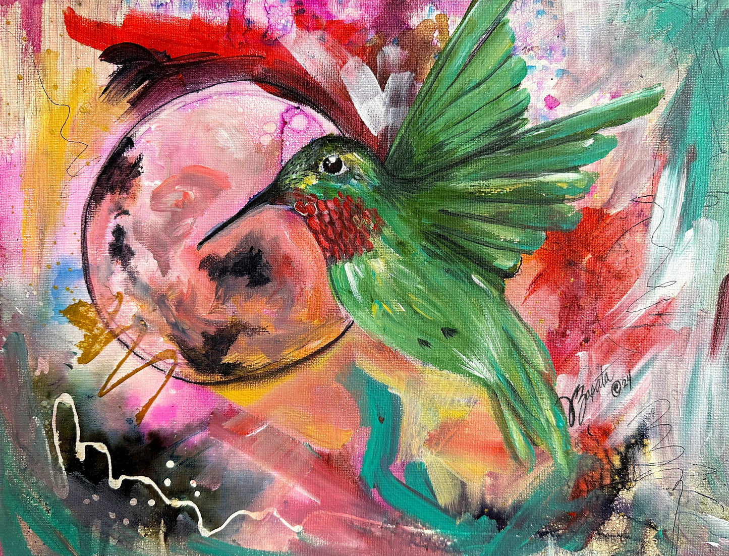 Moonlit Hummingbird Print