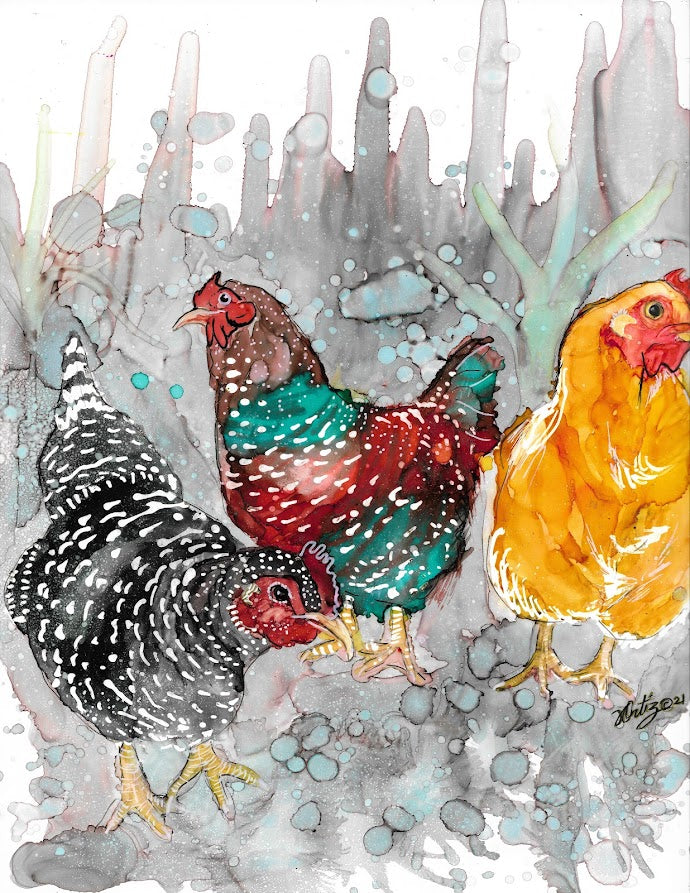 Chickens Original - Zapata Fine Art