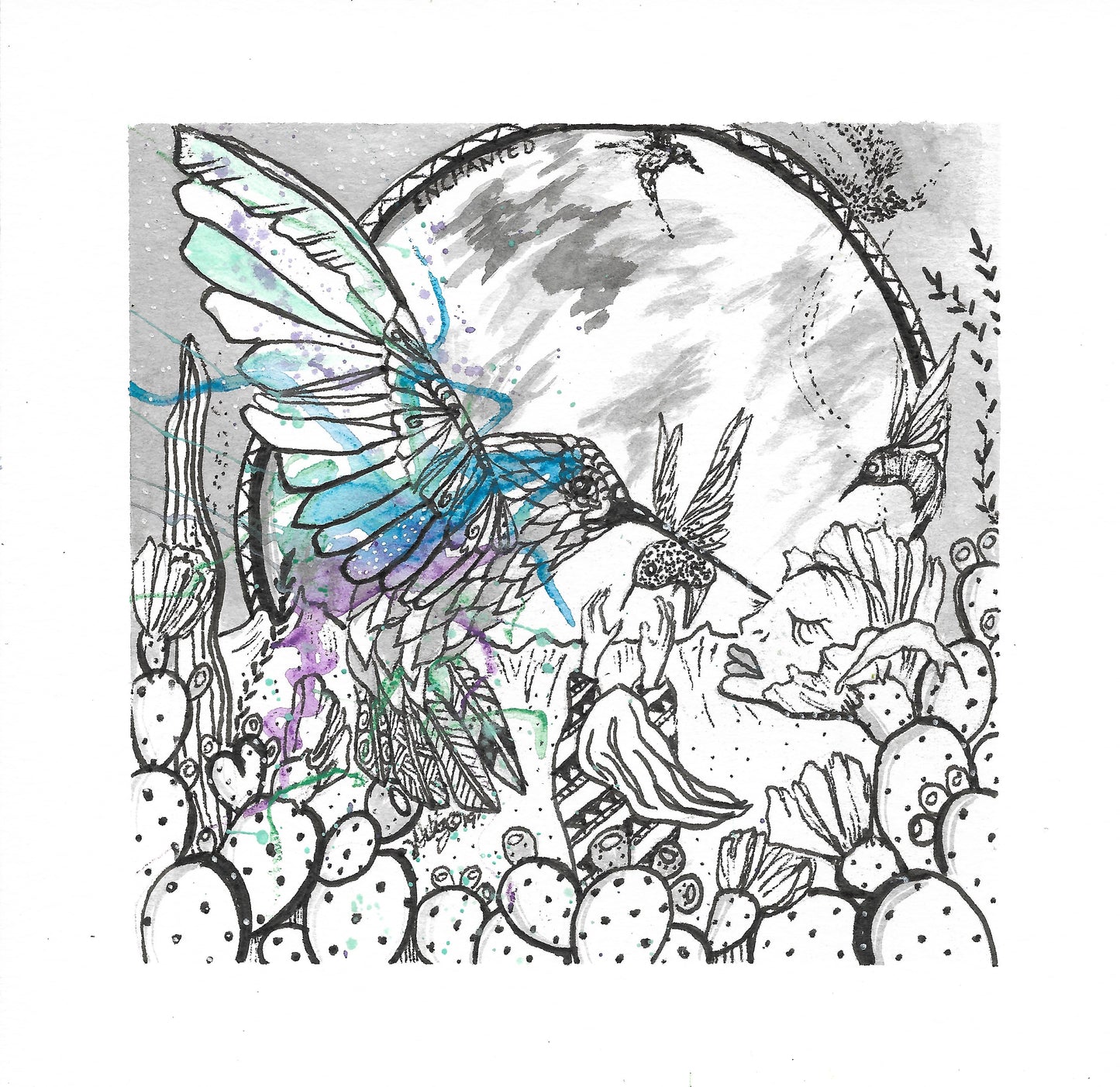 Inktober Humming Birds