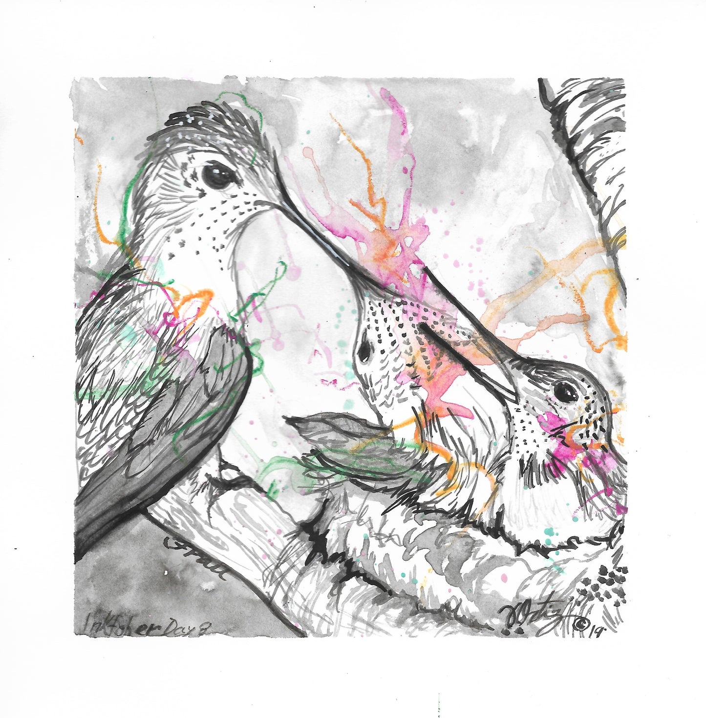Inktober Humming Birds
