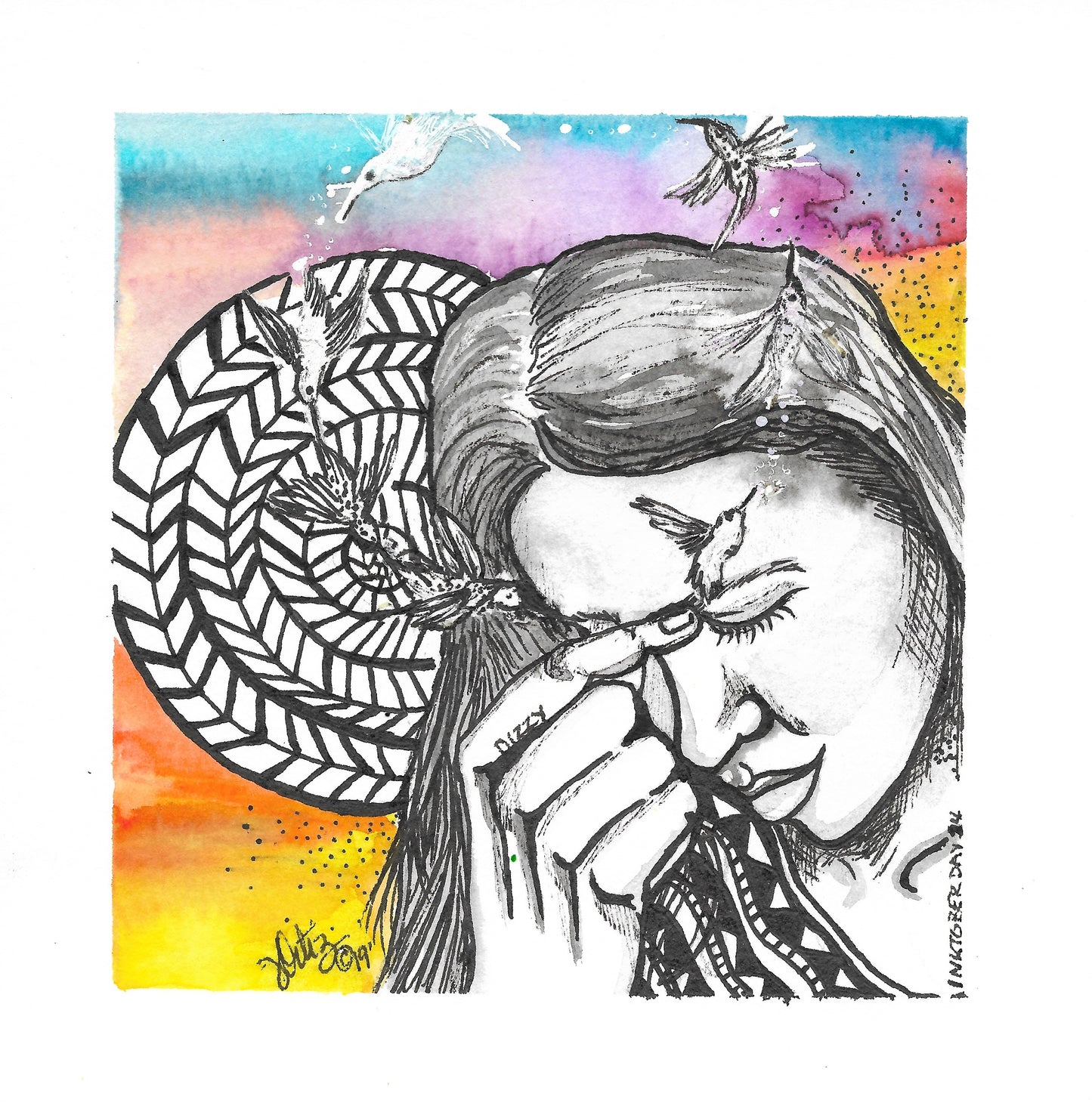 Inktober Humming Birds