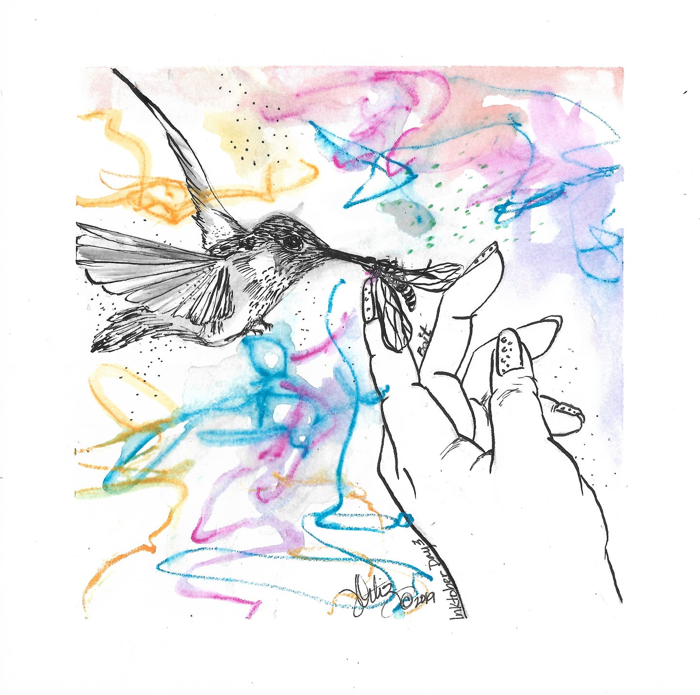 Inktober Humming Birds