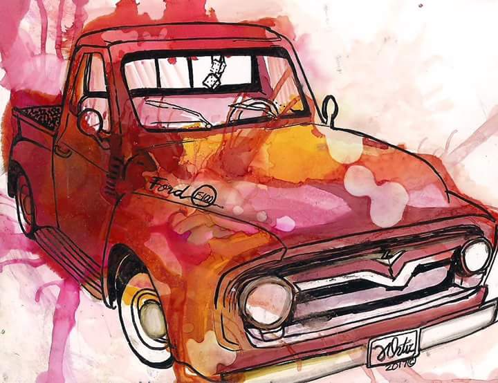 Red Ford Print - Zapata Fine Art