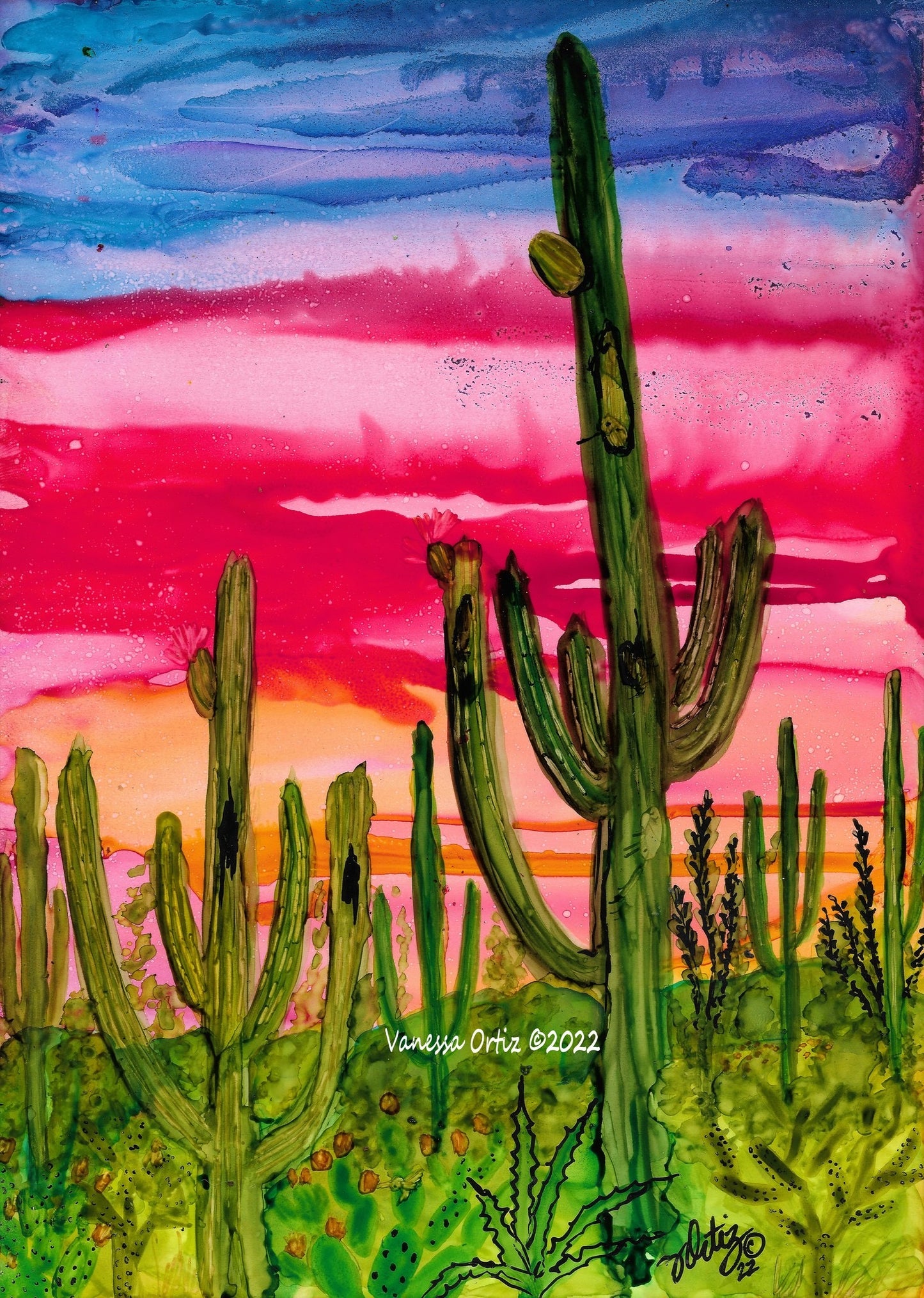 Cactus Desert Original - Zapata Fine Art